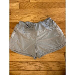 Athleta Women's Gray lined Athletic Running Shorts Pockets & Adjustable Waist M